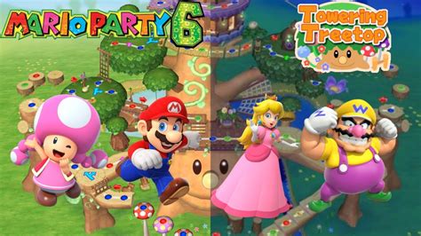 Mario Party 6 Toadette Vs Mario Vs Peach Vs Wario Towering Treetop