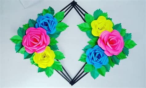 Paper Rose Wall Decor | Hanging flower wall, Paper flower wall, Paper ...