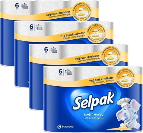 Selpak Extra Kağıt Havlu 3 Katlı Yağ Emici 6 lı 4 Adet Amazon tr