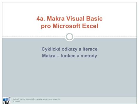 Pdf A Makra Visual Basic Pro Microsoft Excelz Historie Mo Nost