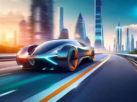 Premium Photo Futuristic Generic Concept Sport Car Speeding On City