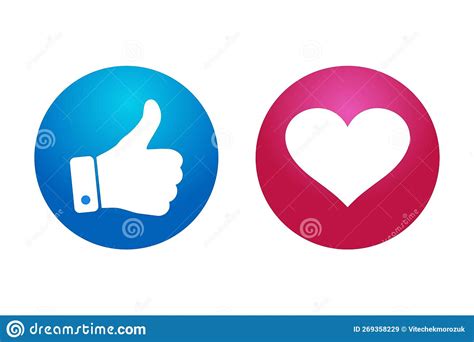 Thumb Up And Heart Icon Vector Like And Love Icon Stock Vector