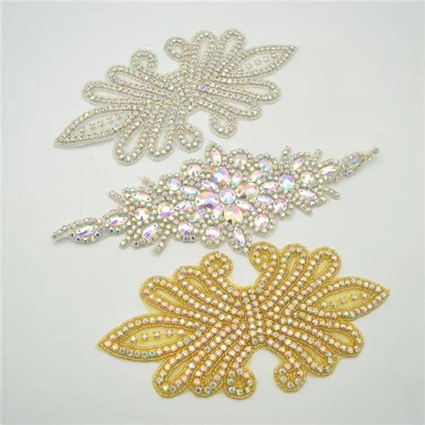 2pcs Crystal Beaded Bridal Diamante Motif Rhinestone Wedding Applique