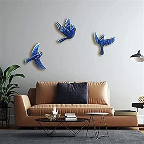 Blue Bird Wall Decor 9inch Large 3pack Metal Wall Decoration Etsy