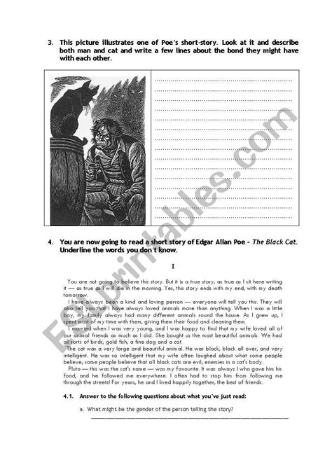 Edgar Allan Poe The Black Cat Esl Worksheet By Wakewinha