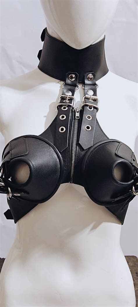 Bondage Leather Bra Breast Harness Fetish Leather Bikini Etsy