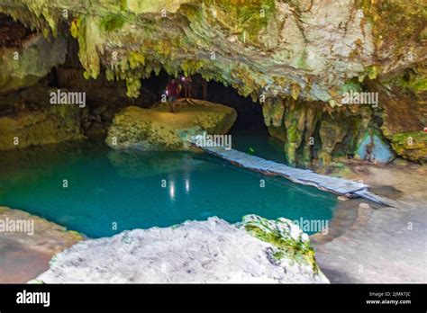 Amazing Blue Turquoise Water And Limestone Cave Sinkhole Cenote Mexico