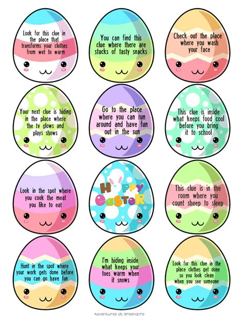 Free Easter Egg Hunt Clues Printables