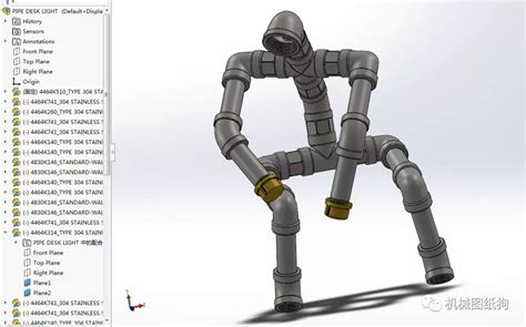 【生活艺术】人形管道台灯结构模型3d图纸 Solidworks设计 知乎