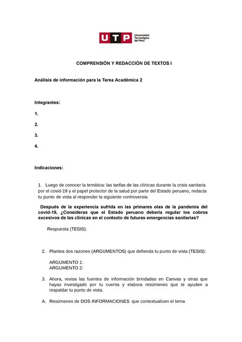 Semana Consigna Para Tarea De La Semana Comprensi N Y Redacci N