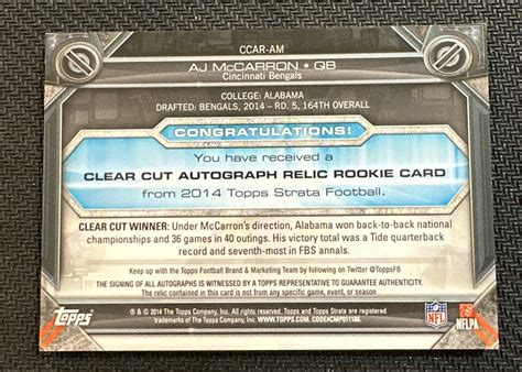 Strata Clear Cut Relics Emerald Aj Mccarron Rpa Rookie Patch