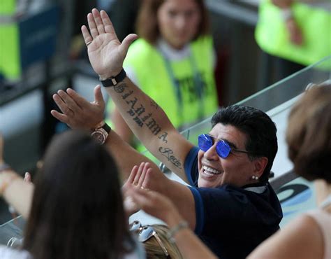 Diego Maradona Celebrates Di Maria Goal During Argentina Vs France