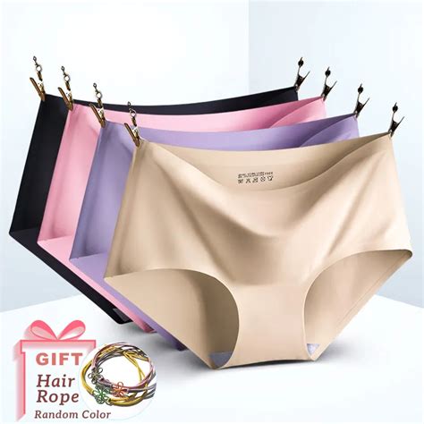 Big Size 4xl Women Seamless Panties Silk Mid Waist Underwear For Female 3pcs Large Size Women S