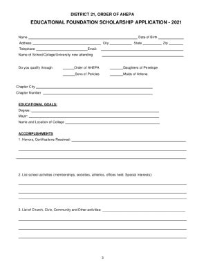 Fillable Online District 13 Fillable Scholarship Application Fax Email