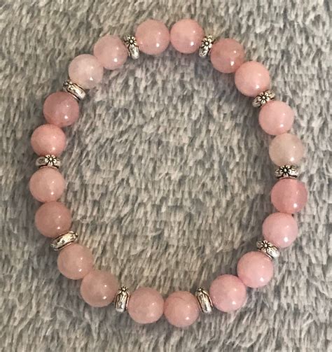 Genuine Rose Quartz 8mm Beaded Crystal Bracelet 8mm Rose Etsy