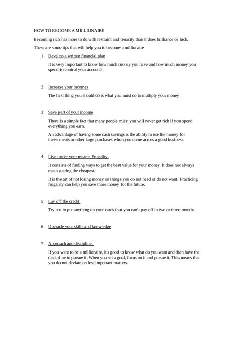 How to become a millionaire - Docsity