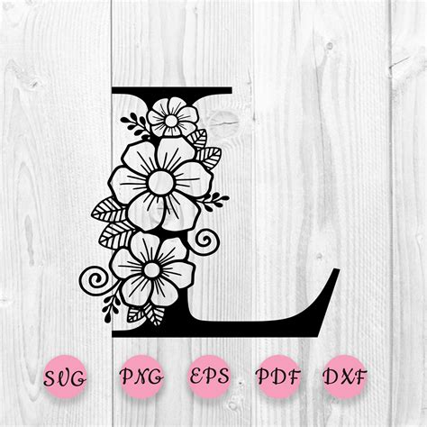 Flower Alphabet Svg Botanical Letter L SVG One Letter L Svg Etsy