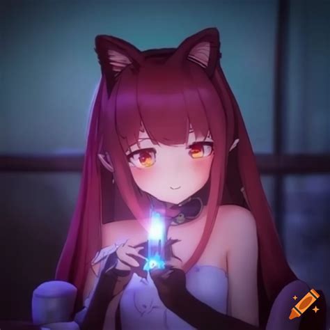 Anime Illustration Of A Cat Girl On Craiyon