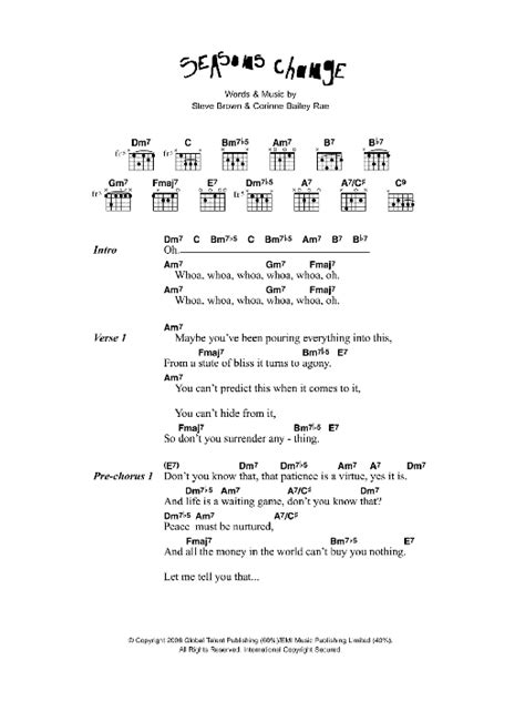 Seasons Change by Corinne Bailey Rae - Guitar Chords/Lyrics - Guitar Instructor