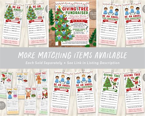 Christmas Giving Tree With Angels Fundraiser Flyer Editable Etsy