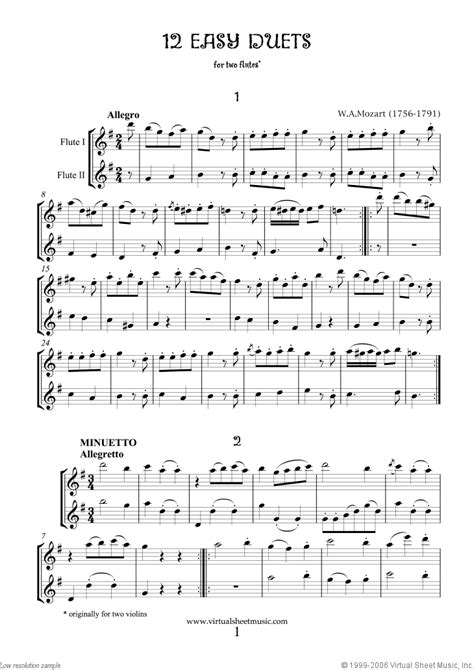 Mozart Easy Duets Sheet Music For Two Flutes [pdf]