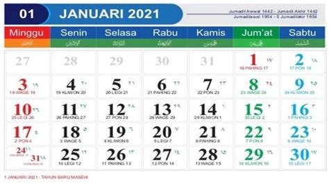 Printable Kalender 2021 Indonesia