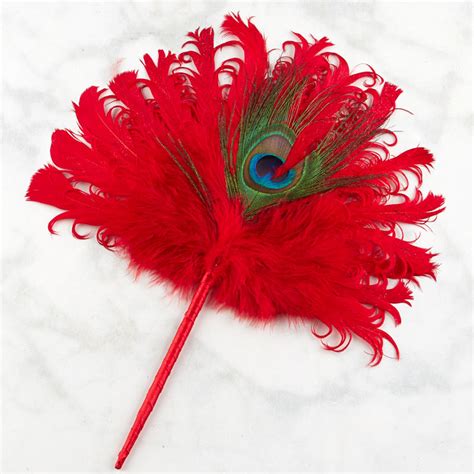 Red Peacock Fan Pick With Hanger Feathers Basic Craft Supplies Craft Supplies Factory