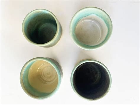 Set Of Green Ceramic Cups