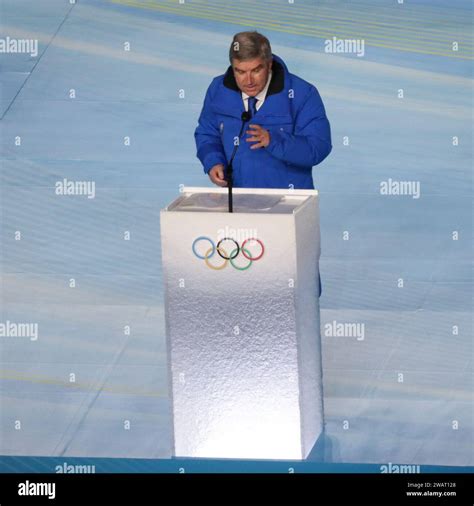 FEB 4 2022 Beijing China IOC President Thomas Bach Gives A Speech