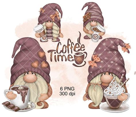 Coffee Gnome Png Clipart Cute Gonk Coffee Time Decal Tumbler Etsy