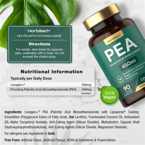 Palmitoylethanolamide Pea 450mg Levagen Plus PEA High Strength 90