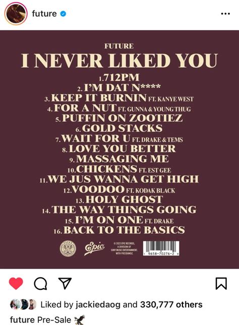 Future Releases I Never Liked You Tracklist