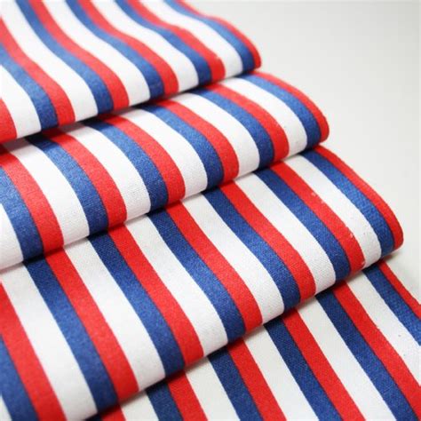 Tissu rayures bleu blanc rouge en coton imprimé oeko tex 50 x 160 cm