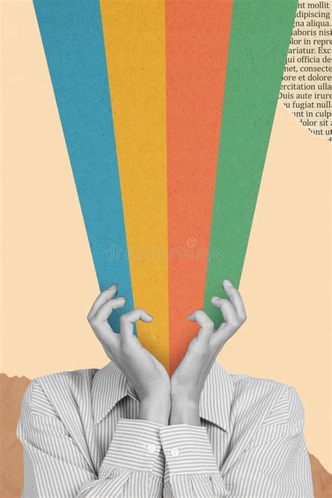 Vertical Collage Photo Of Headless Person Lesbian Gay Pride Support Rainbow Colorful Concept
