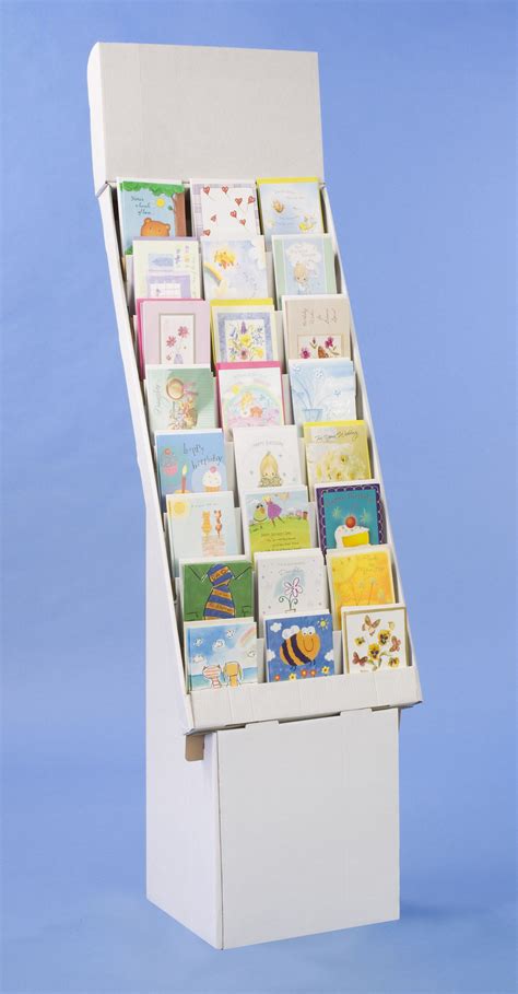 Tiered Cardboard Greeting Card Display For Floor Removable Header