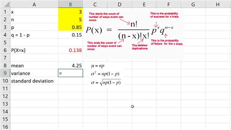 Binomial Distribution Excel Youtube