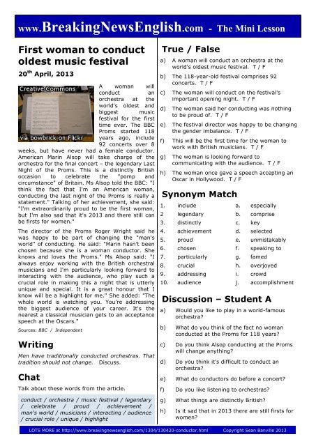 Two Page Mini Lesson Breaking News English