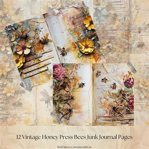 Junk Journal Printable Bee Junk Journal Journal Papers Honey Bees