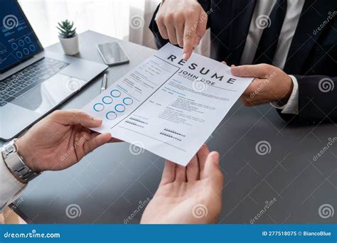 Confident Man Hand Holding Resume Paper During Job Interview Fervent