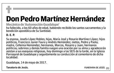 Pedro Martínez Hernández Esquelas La Verdad