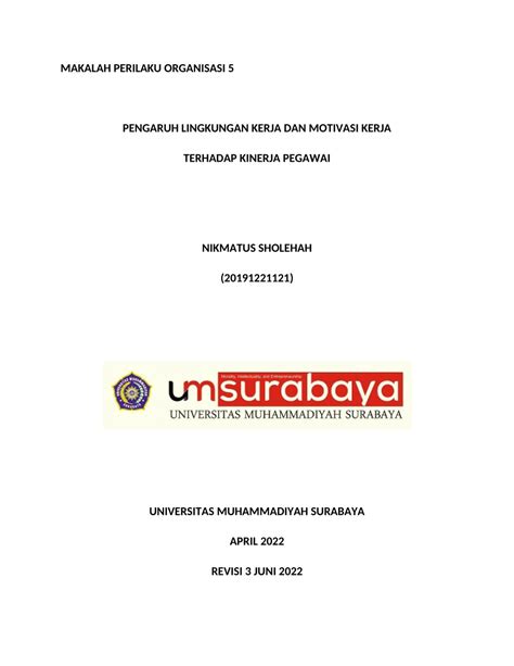 Pdf Pengaruh Lingkungan Kerja Dan Motivasi Kerja Terhadap Kinerja Pegawai