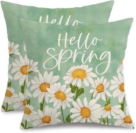 Amazon Aacors Spring Pillow Covers X Set Of Watercolor Daisy