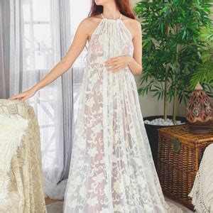 Embroidered Halter Nightgown Wedding Nightgown Ivory Bridal Lingerie