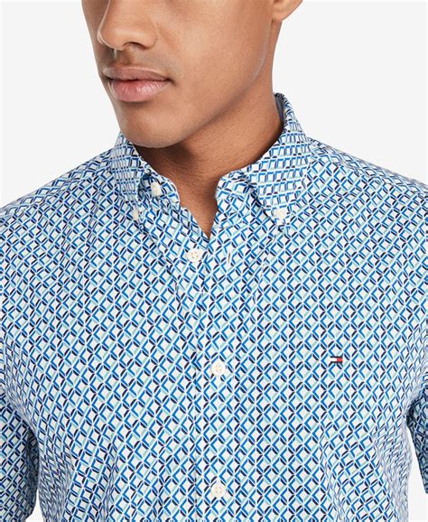 Tommy Hilfiger Mens Custom Fit Garret Geometric Print Short Sleeve Shirt Created For Macys