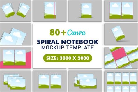 Spiral Notebook Canva Mockup Templates Graphic By Waliullah Solutions