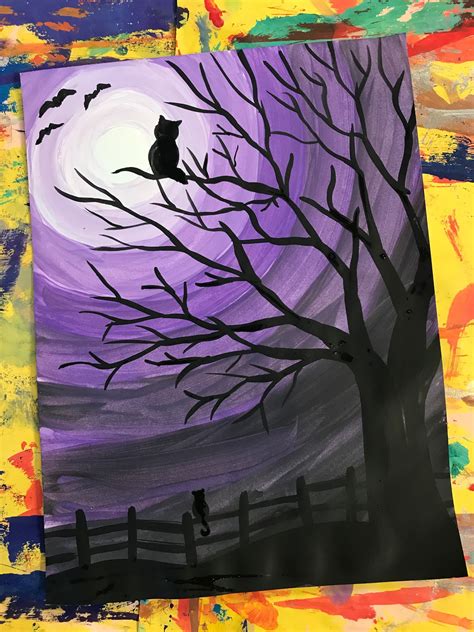 Elements of the Art Room: 4th Grade Spooky Sky Value Paintings