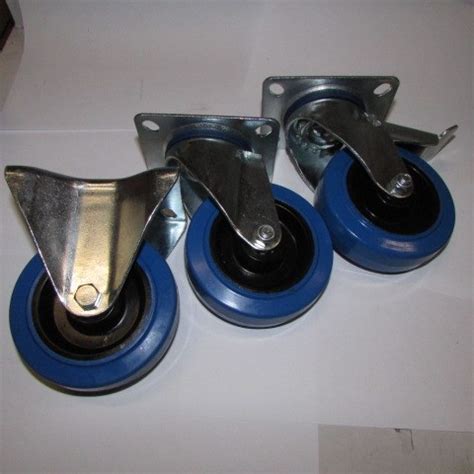 Blue Elastic Castors Mm Fixed Swivel Braked Oxy Arc