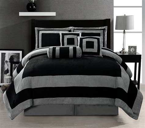 Amazon Grand Linen Oversize Black Grey Comforter Set Micro Suede