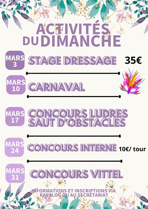 Activit Du Dimanche Mars Vittel Rond Pr Equitation Centre