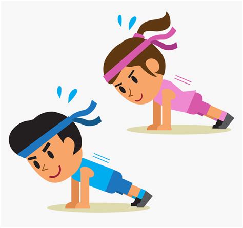 Physical Exercise Cartoon Plank Stretching, HD Png Download - kindpng